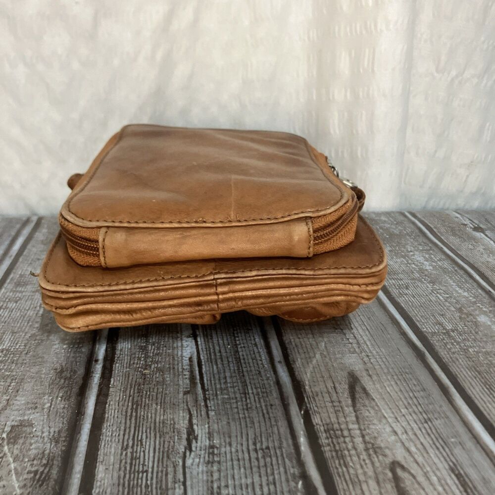 Paul & Taylor Leather Crossbody Bag Brown 8”x6” - Picture 7 of 10